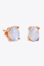 Natural moonstone stud earrings in rose gold oval setting