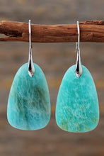 Teardrop amazonite stone dangle earrings with sterling silver hooks