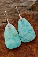 Two natural stone dangle earrings with amazonite drops and silver hooks