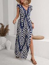 Navy and White Chevron Zebra Striped Maxi Dress