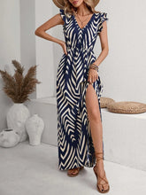 Navy and White Chevron Zebra Striped Maxi Dress
