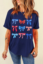Navy Blue Bow Pattern Women's T-Shirt Dark Blue