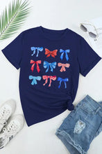 Navy Blue Bow Pattern Women's T-Shirt Woman T Shirts