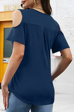 Navy Blue Cold Shoulder Top with Zipper Detail