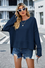 Navy Blue Knit Sweater for Women Long Sleeve Pullover