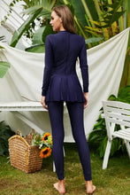 Navy Blue Modest Swimsuit with Basic Style and Stretchy Material Swimwear