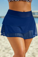 Navy Blue Ruffled Swim Skirt Stretchy Swim Bottom