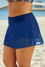 Navy Blue Ruffled Swim Skirt Stretchy Swim Bottom