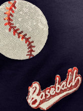 Navy Blue Sequin Baseball T-Shirt for Women