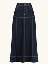 Navy Blue Skirt and Top Set with White Stitching