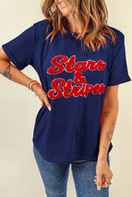 Navy Blue Stars and Stripes Womens T Shirt