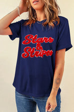 Navy Blue Stars and Stripes Womens T Shirt