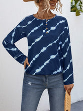 Navy Blue Tie Dye Long Sleeve Shirt for Women Peacock Blue
