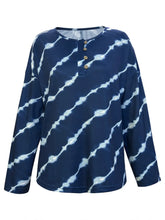 Navy Blue Tie Dye Long Sleeve Shirt for Women