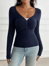 Navy Long Sleeve Button Up Stretch Shirt for Women Woman T Shirts