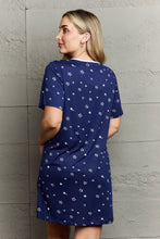 Navy Star Sleepwear Dress with Short Sleeves