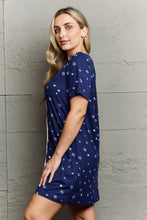 Navy Star Sleepwear Dress with Short Sleeves