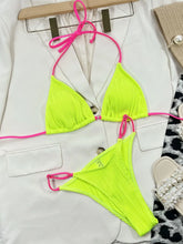Neon Yellow and Pink High Cut Bikini Set Swimwear