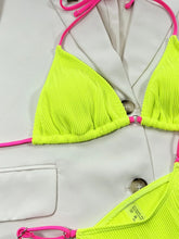 Neon Yellow and Pink High Cut Bikini Set Swimwear