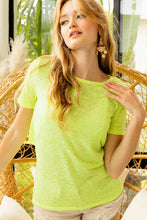 Neon Yellow Lace T Shirt with Back Double Twist Detail NEON YELLOW
