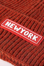 NEWYORK Patch Rib-Knit Cuffed Beanie Hats