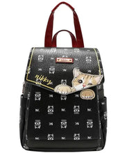 Nicole Lee USA Cat Eco-Leather Convertible Backpack Bag Black One Size Backpacks