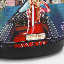 Nicole Lee USA nylon multifunctional bucket bag with Venice woman in gondola design and zip pocket