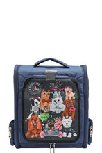 Nicole Lee USA pet carrier backpack with navy blue fabric and cartoon princess pets