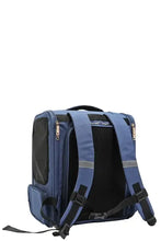 Nicole Lee USA expandable pet carrier backpack with blue design, black mesh and reflective stripes