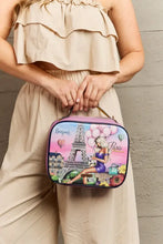 Nicole Lee USA printed handbag with glossy patent leather Eiffel Tower design