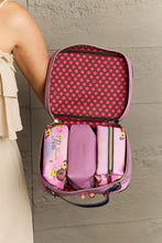 Nicole Lee USA printed handbag in glossy patent leather with pink polka dot makeup bag