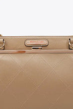 Nicole Lee USA pebbled vegan leather handbag with beige quilted design and rose gold hardware