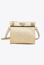 Nicole Lee USA pebbled vegan leather quilted crossbody bag with gold clasp and zipper