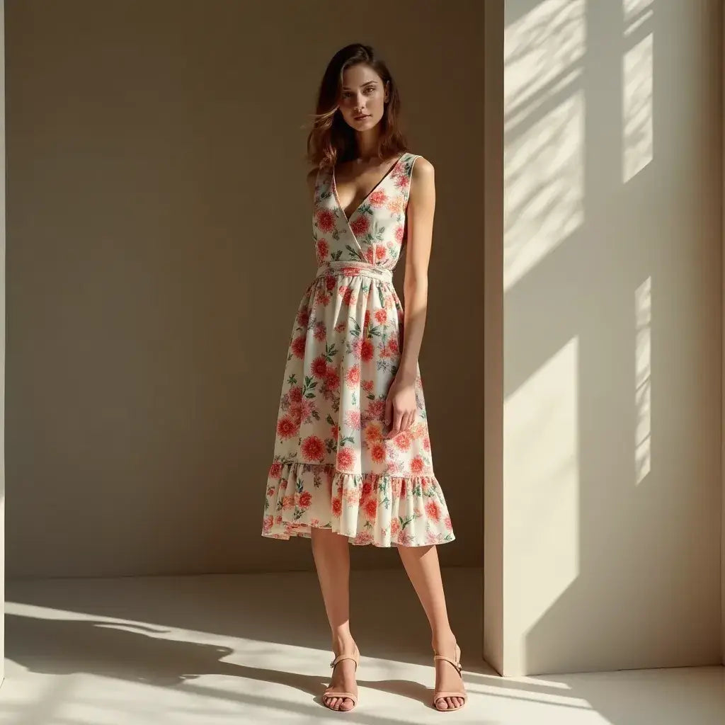 Captivating Abstract Floral Print Sleeveless Shift Mini Dress for Summer