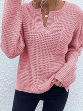 Notched Long Sleeve Sweater Sweater Pullovers