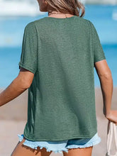 Notched Short Sleeve T-Shirt Woman T Shirts