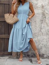 Notched Sleeveless Maxi Tank Dress Woman Maxi Dress