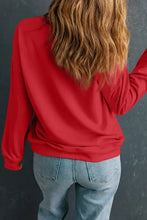 Nutcracker printed round neck red long sleeve sweatshirt with blue jeans