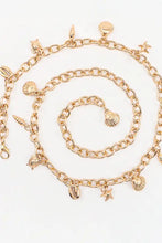 Gold-toned Ocean Element Charm Chain Belt with Seashell and Starfish Charms
