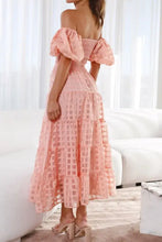 Off Shoulder Short Puff Sleeve Midi Dress Woman Dress