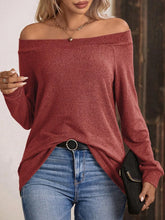 Off the Shoulder Long Sleeve Top for Women Rust