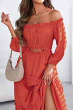 Off the Shoulder Tiered Orange Maxi Dress Maxi Dresses