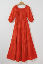 Off the Shoulder Tiered Orange Maxi Dress Maxi Dresses