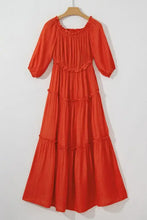 Off the Shoulder Tiered Orange Maxi Dress Maxi Dresses
