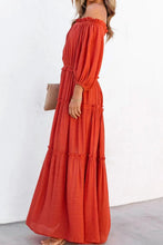 Off the Shoulder Tiered Orange Maxi Dress