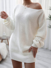 Off The Shoulder White Knit Dress with Long Sleeve Length