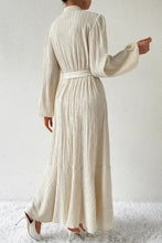 Honey Tied Button Up Balloon Sleeve Maxi Dress