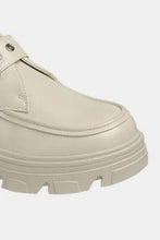 Cream off-white buckled platform lug sole Mary Jane loafer