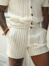 Off White Knit Shorts and Shirt Set for Men Mens Sets