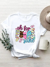 White short-sleeved Oh for Peeps Sake round neck t-shirt with colorful graphic